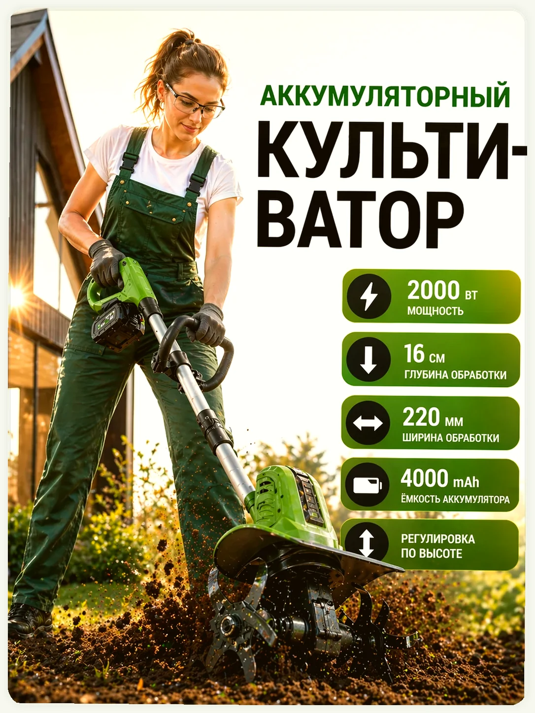 Аккумуляторный культиватор