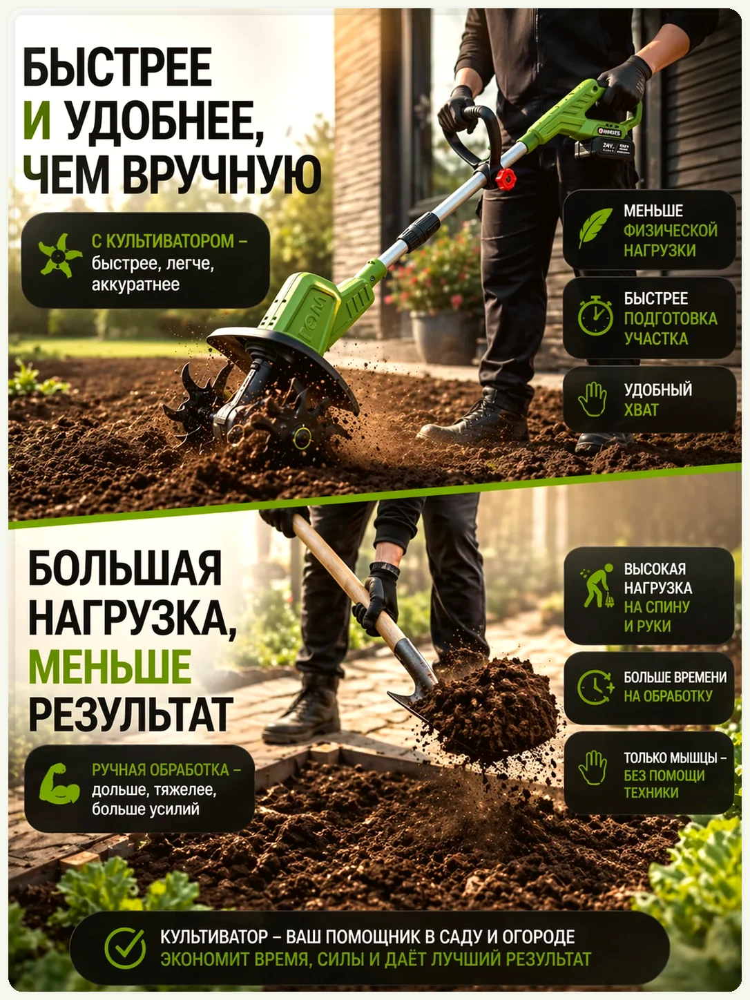 Характеристики садового рыхлителя